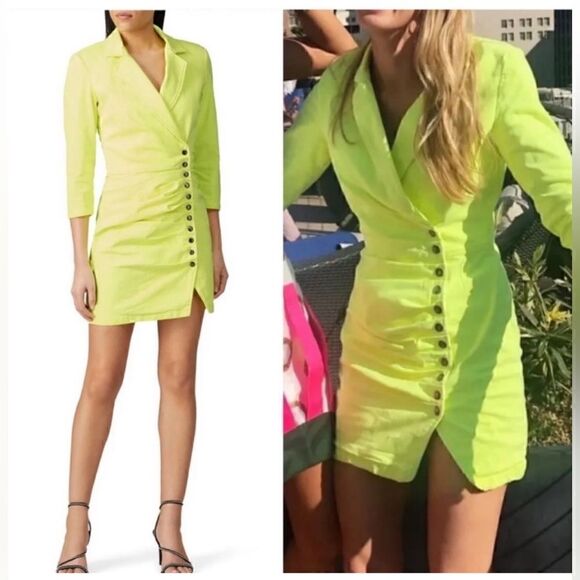 RETROFETE Willa Denim Jean Mini Dress Size Small Stretchy Button Front - Picture 2 of 10